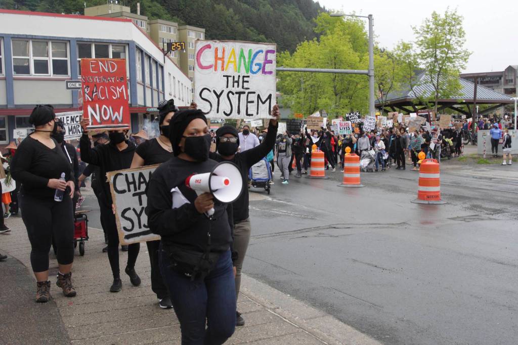 Juneau residents held a rally for human rights and the sanctity of black lives in Marine Park on June 6, 2020, following the death of George Floyd in the custody of the Minneapolis Police Department. (Michael S. Lockett | Juneau Empire)
