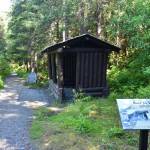 A recreation of a Civilian Conservation Corps shelter on a CCC-built Trail of Time behind the Mendenhall Glacier Visitor Center is seen on Friday, June 12, 2020. With high unemployment due to COVID-19, the New Deal program is providing a model for state and local work programs. (Peter Segall | Juneau Empire)