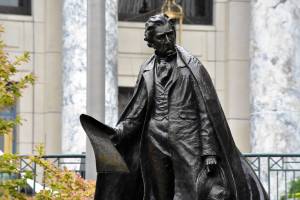 A statue of William Henry Seward, former U.S. Senator and governor of New York, Vice President and Secretary of State who negotiated the purchase of the Alaska territory from the Russian Empire in 1867 on Tuesday, June 16, 2020. (Peter Segall | Juneau Empire)