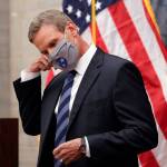 Tennessee Gov. Bill Lee removes his mask as he begins a news conference Wednesday, July 1, 2020, in Nashville, Tenn. (AP Photo | Mark Humphrey)