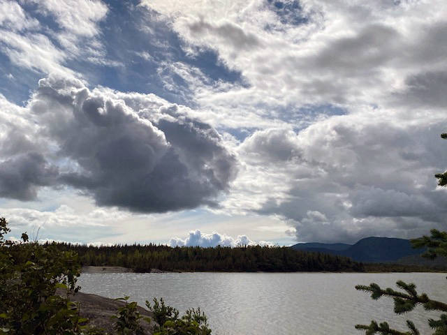 Cumulus and cumulonimbus clouds over Gastineau channel on July 23, 2020.(Courtesy Photo/Denise Carroll)