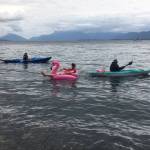 Is that a parade float? Some took to the water for festivities. The Blackwell and Soboleff families instigated a Fourth of July parade near South Shelter. (Courtesy Photo | Jill Bryson)