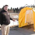 Capital City Fire/Rescue Chief Rich Etheridge talks about the appointment-based drive-thru testing site located at the Hagevig Regional Fire Training Center for people who may have COVID-19, March 24, 2020. (Michael S. Lockett | Juneau Empire)