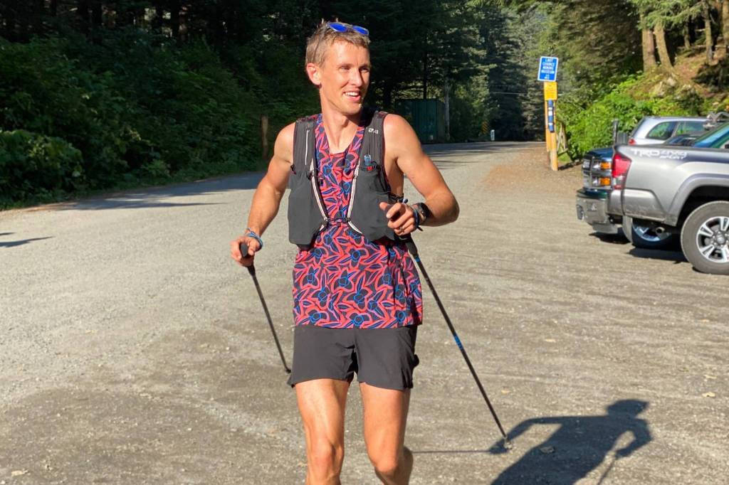 Courtesy photo / Owen Hatcher                                 Owen Hatcher ran up and down Mount McGinnis, Thunder Mountain, Mount Roberts, Mount Juneau and Mount Jumbo on July 29, 2020. He biked from trailhead to trailhead.