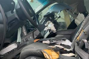 A bear broke into a pizza delivery car Friday morning, chasing the sweet scent. (Courtesy photo / Juneau Pizza)