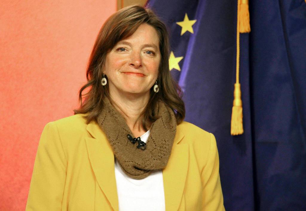 Alyse Galvin, is seen before a debate in Anchorage in October 2018. Galvin, a nonpartisan candidate running in the Alaska Democratic Primary, faces token opposition in the election Tuesday Aug. 18, 2020. Galvin is trying to set up a rematch against Republican U.S. Rep. Don Young in the general election after losing by nine percentage points in 2018.