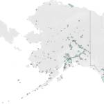 This screenshot from a project by University of Alaska Southeast postdoctoral researcher John Harley shows Alaskas cities and census-designated places. Darker-colored areas on the map are communities with higher social vulnerability indices. (Screenshot)
