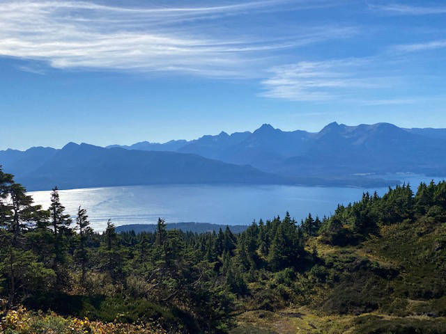 Wispy clouds float by as the sun shines on Stephens Passage as seen from West Ridge at Eaglecrest on 9-16-20.(Courtesy Photo / Denise Carroll)