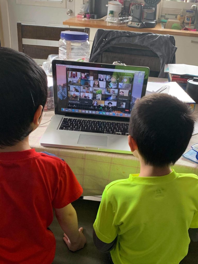 Cierra Kendricks children Gage and Jordan attend school with their classmates from the Mendenhall River Community School over Zoom on Sept. 4, 2020. (Courtesy photo / Cierra Kendrick)