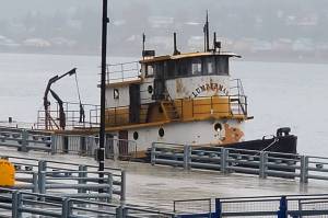 Ben Hohenstatt / Juneau Empire                                 The derelict tug Lumberman is scheduled for disposal by at-sea scuttling in mid-October, said Juneau harbormaster Matt Creswell, Sept. 9, 2020.