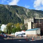 The city and borough of Juneau set up additional testing centers in the parking lot of centennial hall in downtown Juneau on Thursday, Sept. 10, 2020. Additional sites were needed to meet high demand for testing following a advisory earlier in the week. (Peter Segall / Juneau Empire)