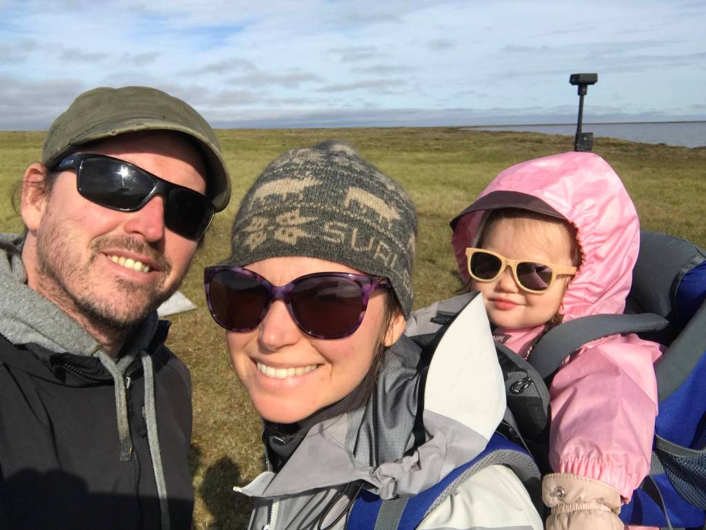 Scientist Ben Jones; his wife, Melissa Ward Jones; and their daughter, Lillian; near Teshekpuk Lake in northern Alaska. (Courtesy Photo / Ben Jones)