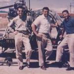 Kalman Markoe, center, with Hal Dorin and Max Fox in Corvallis, Oregon, in 1957. Markoe and his friends learned to fly helicopters from Nancy Livingston Stratford a pioneering woman helicopter pilot who would later live and fly in Juneau in the 1960s and 70s. (Courtesy Photo / Cori Scherer)