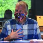 Republican Sen. Dan Sullivan of Alaska sits for an interview Thursday, Aug. 20, 2020, at the Peninsula Clarion in Kenai, Alaska. (Photo by Jeff Helminiak/Peninsula Clarion)