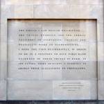 A quote by Dwight D. Eisenhower, on the exterior of the United States Holocaust Memorial Museum, located south of the National Mall in Washington, D.C. The quote refers to the use of propaganda to discredit historical fact. (Courtesy Photo | Public Domain, Creative Commons)