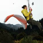 Nigel Krumdicek, Greg Kopaches chute and a bird glide along Channel Drive, Sept. 22, 2020.