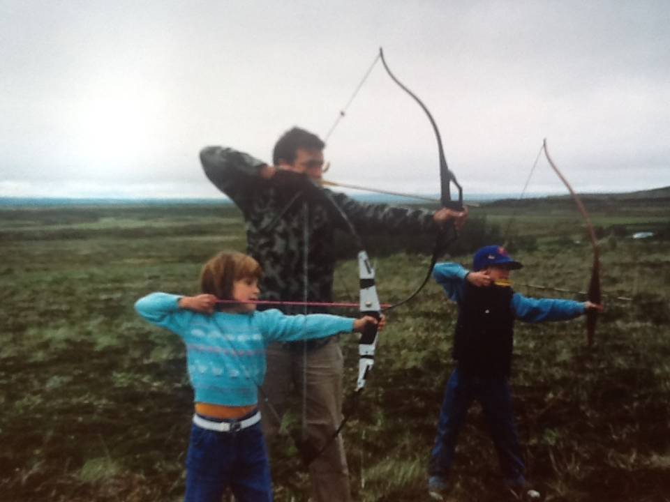 Tia Shoemaker practices her archery with her dad and brother on the Alaska Peninsula. She has been helping out on moose hunts since she was 10. When she was 12 or 13, she started helping on brown bear hunts. When Tia was 18, she got her assistant guide license. Shes been working as a wilderness guide in different capacities ever since. (Courtesy Photo / Tia Shoemaker)