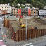 Peter Segall / Juneau Empire This Sept. 17 photo shows work underway on the Sealaska Heritage Arts Campus. Contaminated soil has added extra expenses to the project, which will bring a dedicated space for Northwest Coast Art to downtown Juneau. Sealaska Heritage Institute is asking the city to provide a $1.5 million grant to the project sooner rather than later.