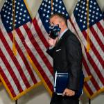 Sen. Dan Sullivan, R-Alaska, leaves a Senate Republican policy meeting on Capitol Hill in Washington. Sullivan said Tuesday, Oct. 6, 2020, he plans to vote for President Donald Trump, telling a radio program Trump and his administration have been fully committed to helping our state. Four years ago, after a 2005 video surfaced in which Trump made lewd comments about women, Sullivan cited the reprehensible revelations about Trump in withdrawing his support of Trumps candidacy. (AP Photo / Manuel Balce Ceneta, File)