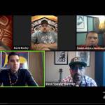 Tlingit and Haida President Richard Chalyee Éesh Peterson, David R. Boxley, Lyle and Kolene James, Stephen Qacung Blanchett and Ben and Maria Young participate in Tlingit and Haidas Indigenous Peoples Day celebration. This years event was held virtually. It was one of several such virtual events held throughout the state in observation of the holiday. (Screenshot)