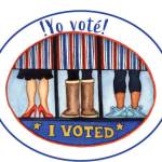 This Spanish-language I Voted sticker is among several designed by Alaskan artist Barbara Lavallee. The stickers will be available in English, Spanish, Koyukon, Gwichin, Aleut, Tagalog, Alutiiq, Northern Inupiaq, Nunivak Cupig and Yupik, according to Alaska Division of Elections. (Courtesy Image / DOE)