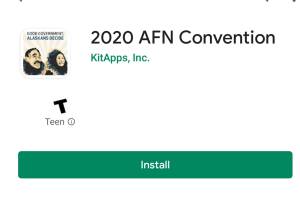 This screenshot shows the official 2020 AFN Convention app that Android or iPhone users can download to connect to this years virtual convention. (Screenshot)