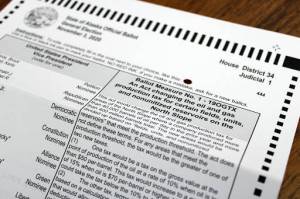 Ballot Measure 1, which would raise taxes on certain North Slope oil fields, is on the ballot for Alaskas general election in November. (Ben Hohenstatt / Juneau Empire)