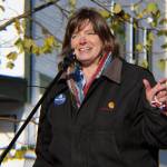 Ben Hohenstatt / Juneau EmpireAlyse Galvin, independent candidate for Alaskas only House of Representatives seat, speaks at a drive-in rally Saturday on South Franklin Street in downtown Juneau. Galvin is running for the second time trying to oust Rep. Don Young, R-Alaska, whos held the seat since 1973.