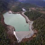 The Tailing Treatment Facility and Upper Slate Lake at the Kensington Mine on Monday, Oct. 14, 2019. Coeur Alaska wants to expand the life of the mine which will require expanding this lake which holds processed material from the mine. The lake has its own water treatment plant which continually processes wastewater. The company says it follows the strictest environmental precautions. (Peter Segall / Juneau Empire)