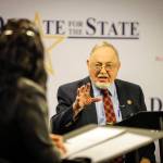 U.S. Rep. Don Young, right, gestures during a House debate Thursday, Oct. 22, 2020, in Anchorage, Alaska. Young faces Alyse Galvin, an independent, in the general election. The debate between the candidates for Alaskas sole seat in Congress became contentious Thursday, with challenger Alyse Galvin saying shes tired of Young misrepresenting her position on issues. (Jeff Chen/Alaska Public Media via AP, Pool)