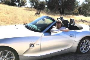 Sherry Simpson and a BMW she loved to drive in New Mexico, where she moved after leaving Alaska. (Courtesy Photo / Scott Kiefer)