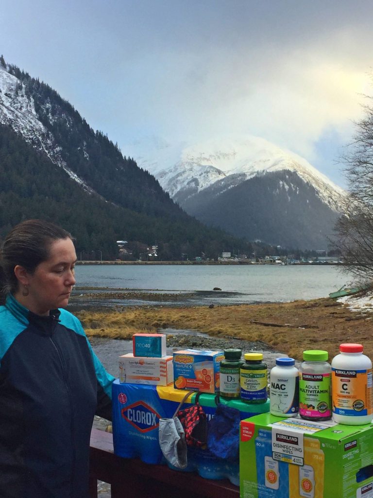 Courtesy Photo / Aakatchaq Shaeffer
Vivian Mork Yeilk checks over supplies for villages in Juneau.