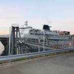 This October photo shows the MV Kennicott at the Auke Bay Ferry Terminal. The ferry's schedule has been changed due to predicted storms. (Ben Hohenstatt / Juneau Empire File)