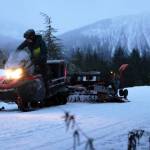 Roman Motyka, Juneau Nordic Ski Club board member, grooms the trail along Montana Creek Road on Dec. 29. The clubs inaugural ski-ocache event is set to begin in Jan. 1, 2021. (Ben Hohenstatt / Juneau Empire)