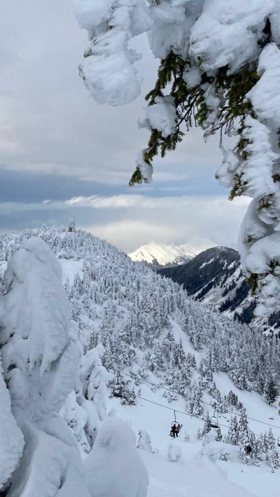 This Jan. 4 photo shows a view of the top of Eaglecrest and beyond. Pretty nice skiing! writes Deborah Rudis. (Courtesy Photo / Deborah Rudis)