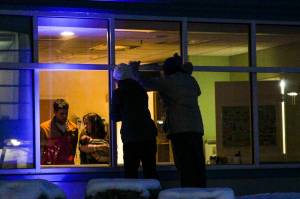 Michael S. Lockett / Juneau Empire
People gather to view a child through a window at Bartlett Regional Hospital on Dec. 15. Juneau and Alaskas overall population is shrinking due to high numbers of emigrating boomers and low numbers of childbirths.