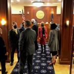 Alaska State Senators wait for the new session to start on the floor of the Senate Chamber at the State Capitol building on Tuesday, Jan. 19, 2020. (Peter Segall / Juneau Empire)
