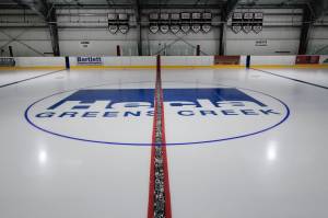 This August 2019 photos shows a redline at Treadwell Arena designed by Tsimshian artist Abel Ryan. The arena is adding new weekly events to its schedule, City and Borough of Juneau announced. (Michael Penn / Juneau Empire File)