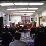 Staff, lawmakers and members of the press gather for the first Senate Judiciary Committee meeting of the 32nd Legislature on Wednesday, Jan. 27, 2021. While Senators moved ahead with work, the House of Representatives was once again unable to organize. (Peter Segall/Juneau Empire)