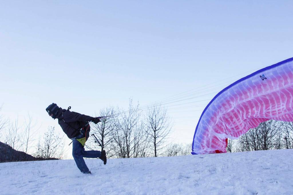 Fawcett picks up speed before taking flight.