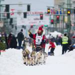 In this March 2018 photo, Aliy Zirkle runs her team during the ceremonial start of the Iditarod Trail Sled Dog Race in Anchorage, Alaska. There has been another dramatic change to the worlds most famous sled dog race this year because of the pandemic, with officials announcing Friday, Feb. 5, 2021, that the ceremonial start has been canceled. (AP Photo / Michael Dinneen)