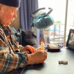 Grandpa Mickey Prescott celebrates his 80th birthday via Zoom in 2020. (Vivian Prescott / For the Capital City Weekly)