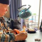 Grandpa Mickey Prescott celebrates his 80th birthday via Zoom in 2020.  (Vivian Prescott / For the Capital City Weekly)