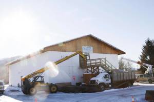 The new Glory Hall, under construction near the airport, is proceeding smoothly towards completion on Feb. 11, 2021. (Michael S. Lockett / Juneau Empire)