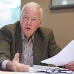 In this file photo from May 9, 2019, former Gov. Frank Murkowski speaks on a range of subjects during an interview with the Juneau Empire. (Michael Penn / Juneau Empire File)