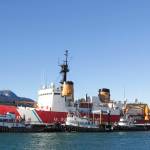The U.S. Coast Guard Cutter Polar Star arrived in Juneau Friday, Feb. 12, 2021, to resupply from extended operations in the Arctic over the winter. (Michael S. Lockett / Juneau Empire)