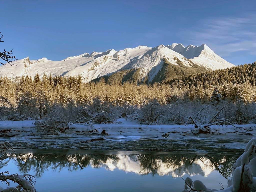 This photo shows Eagle River with Mount Ernest Gruening, which lies between the Eagle Glacier and Herbert Glacier. (Courtesy Photo / Kenneth Gill, gillfoto)