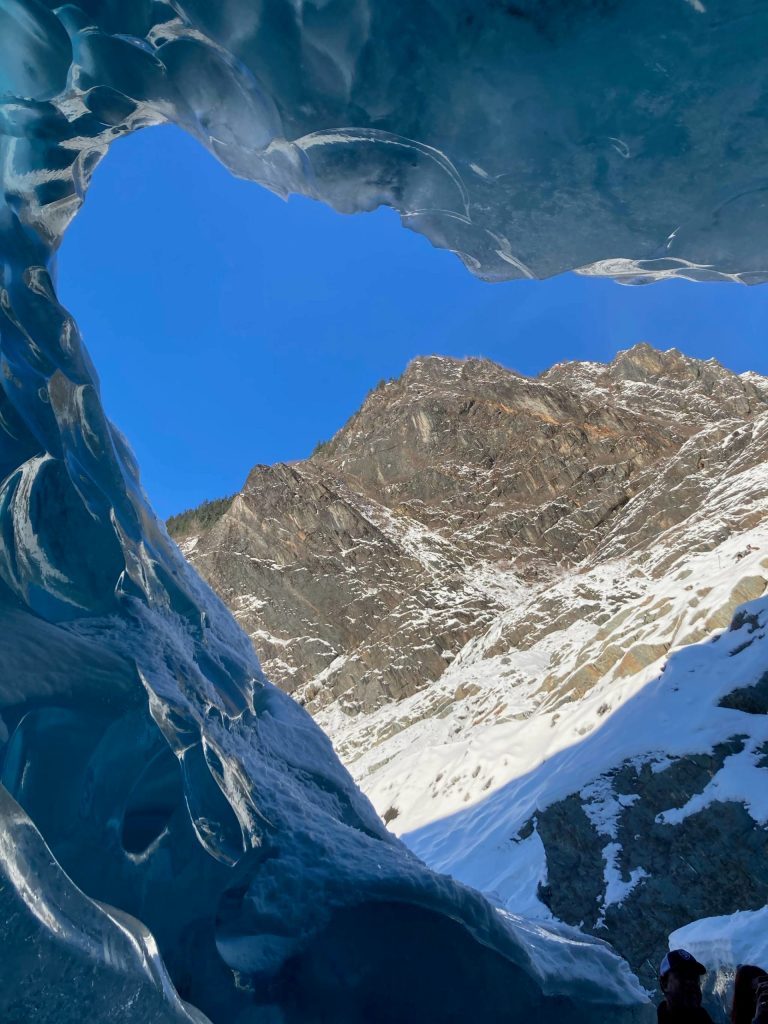 In this Feb. 13 photo, a heart-shaped opening can be seen at the Mendenhall Glacier ice cave. (Courtesy Photo / Deborah Rudis)