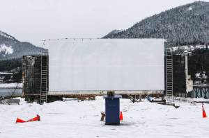 Michael S. Lockett / Juneau Empire
The Gold Town Theaters new drive-in location at the downtown subport lot hosts a fully armed and operational screen for all-weather conditions.