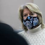 Sen. Lisa Murkowski, R-Alaska, talks during an interview at the Juneau Empires offices. (Ben Hohenstatt / Juneau Empire File)